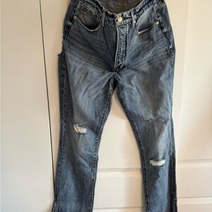 Good American Blue Relaxed Jeans with Distressed Details